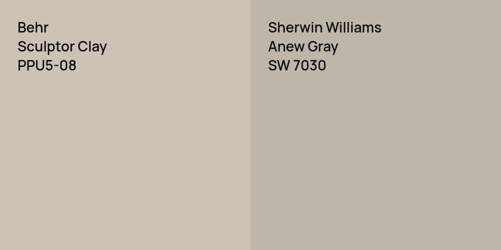 Behr Sculptor Clay vs. Sherwin Williams Anew Gray