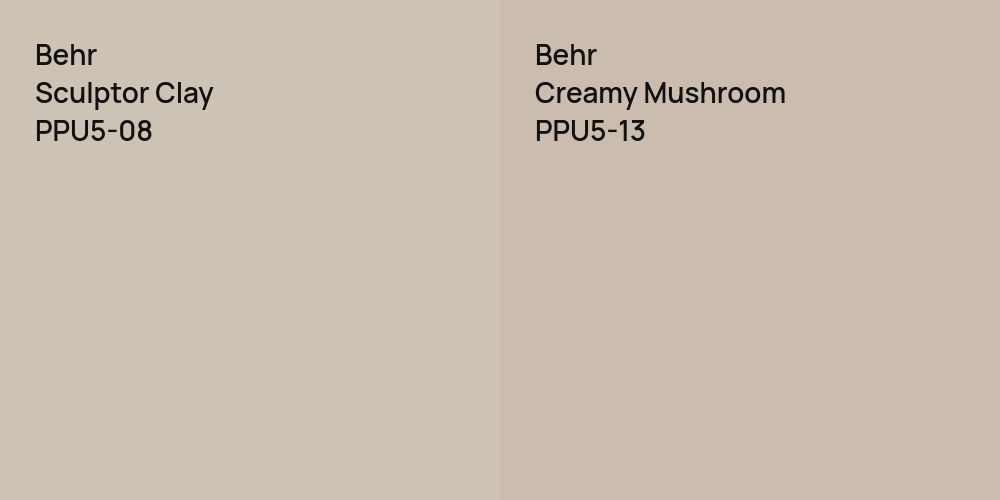 Behr Sculptor Clay vs. Behr Creamy Mushroom