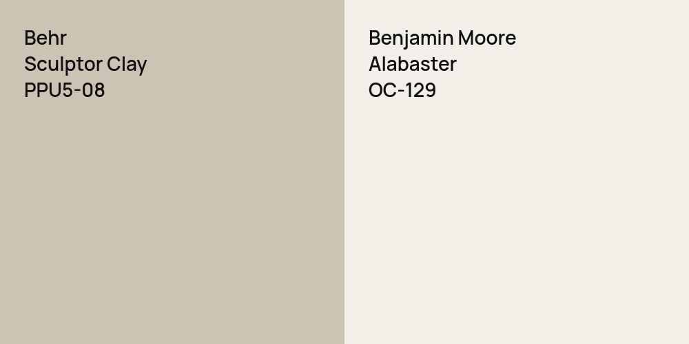 Behr Sculptor Clay vs. Benjamin Moore Alabaster