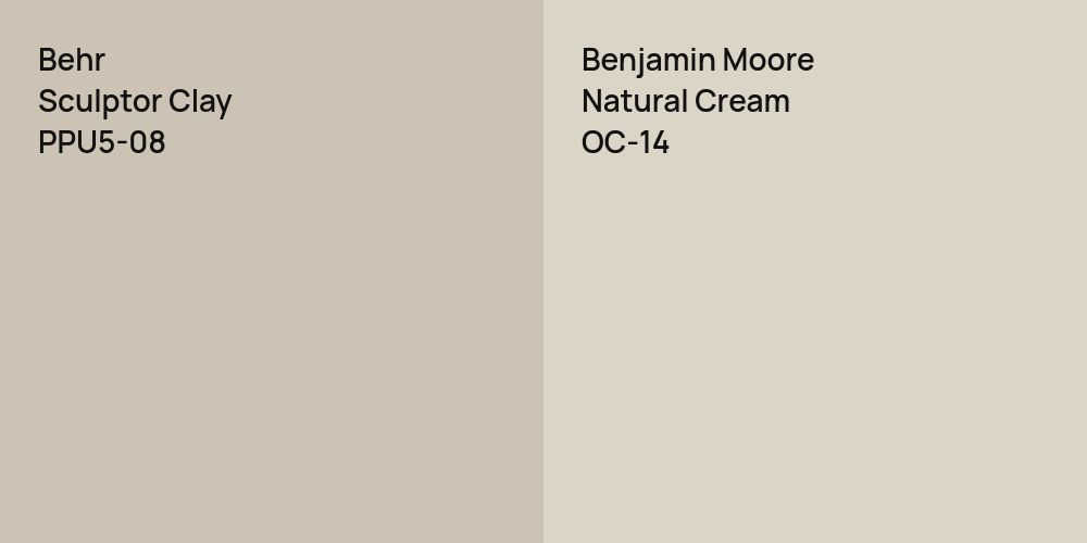 Behr Sculptor Clay vs. Benjamin Moore Natural Cream