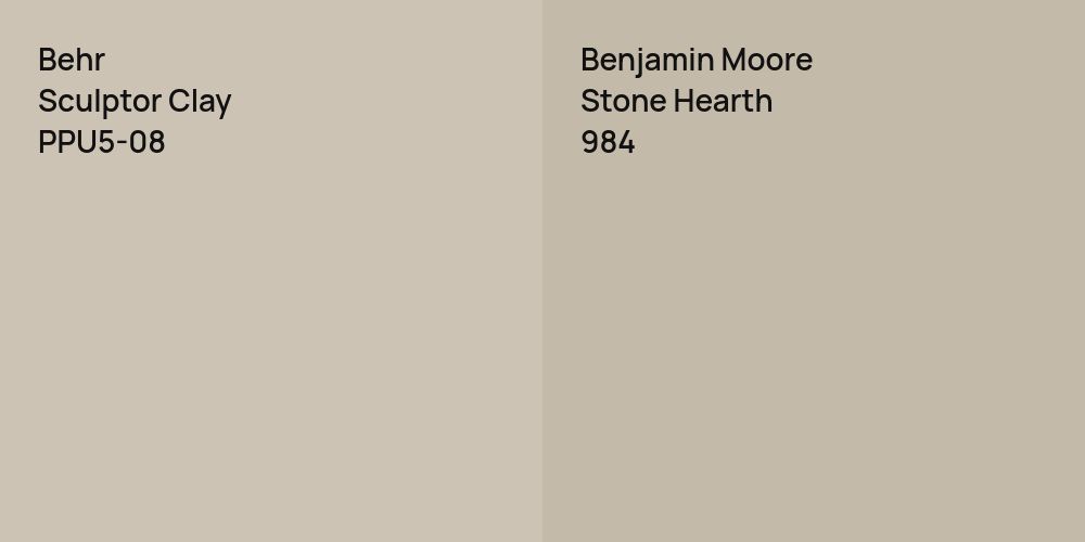 Behr Sculptor Clay vs. Benjamin Moore Stone Hearth