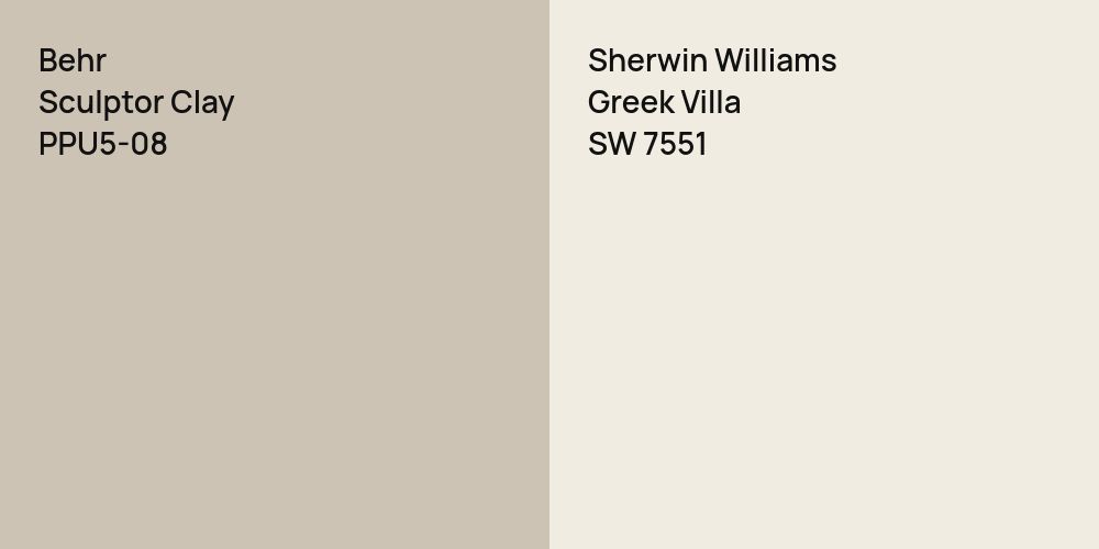 Behr Sculptor Clay vs. Sherwin Williams Greek Villa