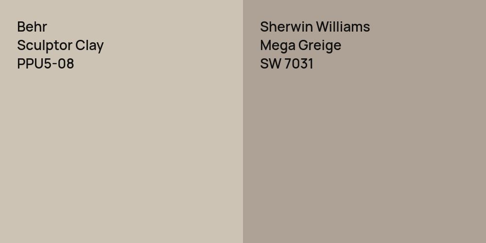 Behr Sculptor Clay vs. Sherwin Williams Mega Greige