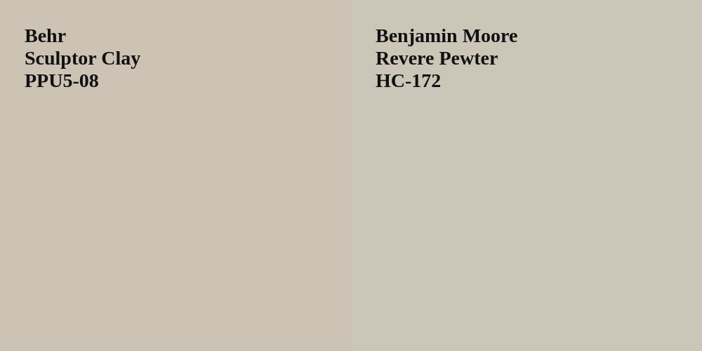 Behr Sculptor Clay vs. Benjamin Moore Revere Pewter