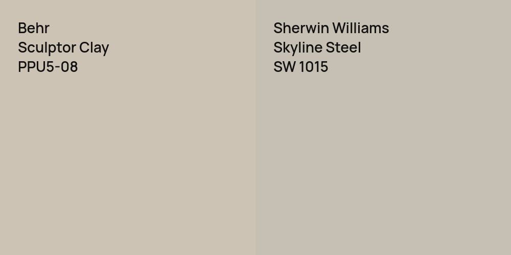 Behr Sculptor Clay vs. Sherwin Williams Skyline Steel