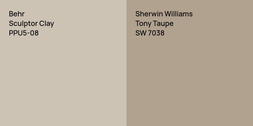 Behr Sculptor Clay vs. Sherwin Williams Tony Taupe