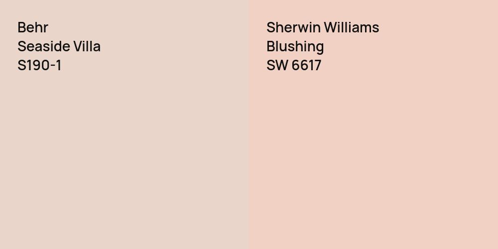 Behr Seaside Villa vs. Sherwin Williams Blushing