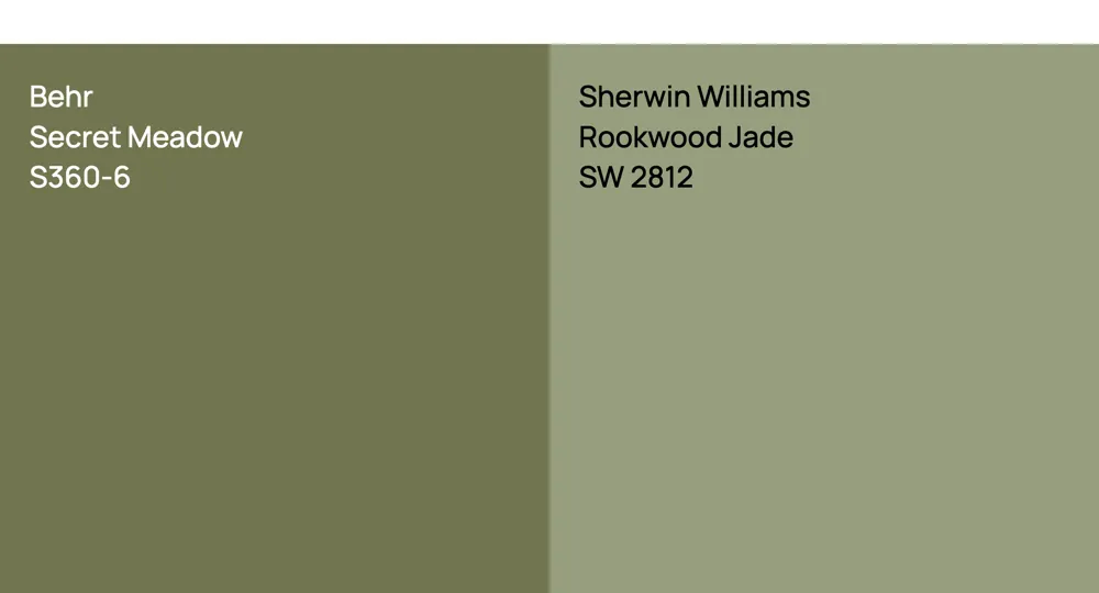 Behr Secret Meadow vs. Sherwin Williams Rookwood Jade