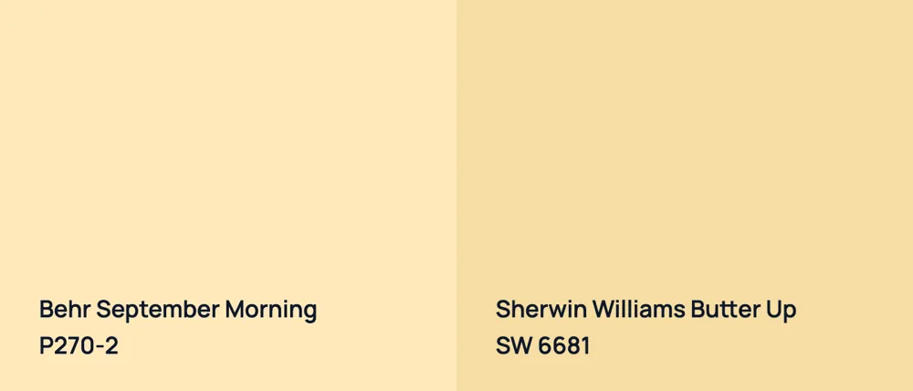 Behr September Morning P270-2 vs Sherwin Williams Butter Up SW 6681
