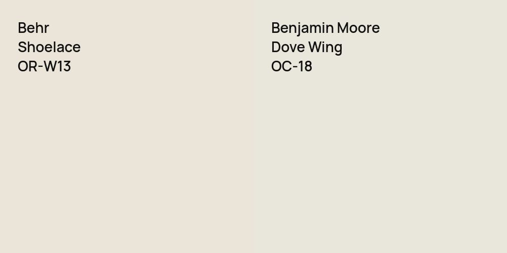 Behr Shoelace vs. Benjamin Moore Dove Wing