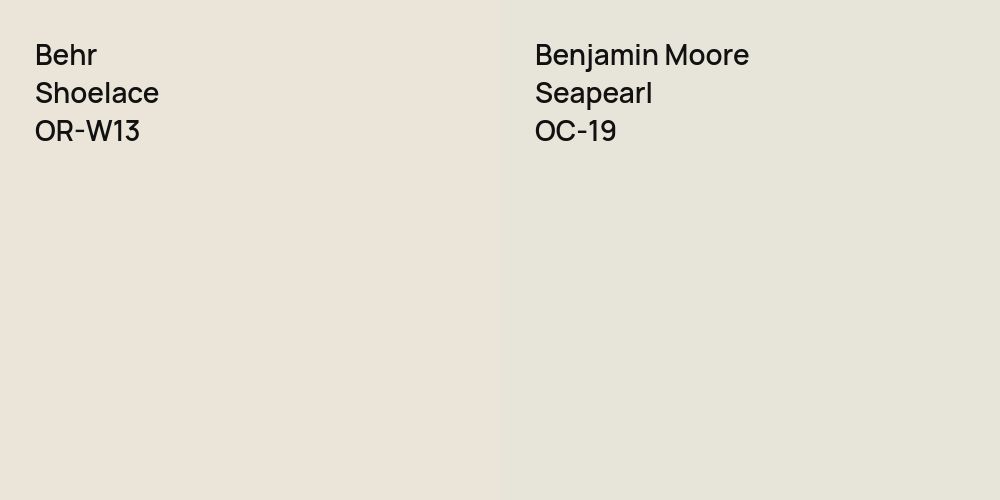 Behr Shoelace vs. Benjamin Moore Seapearl