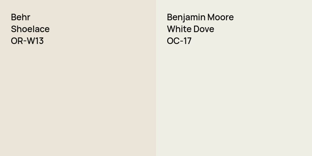 Behr Shoelace vs. Benjamin Moore White Dove