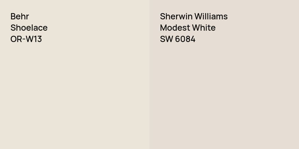 Behr Shoelace vs. Sherwin Williams Modest White