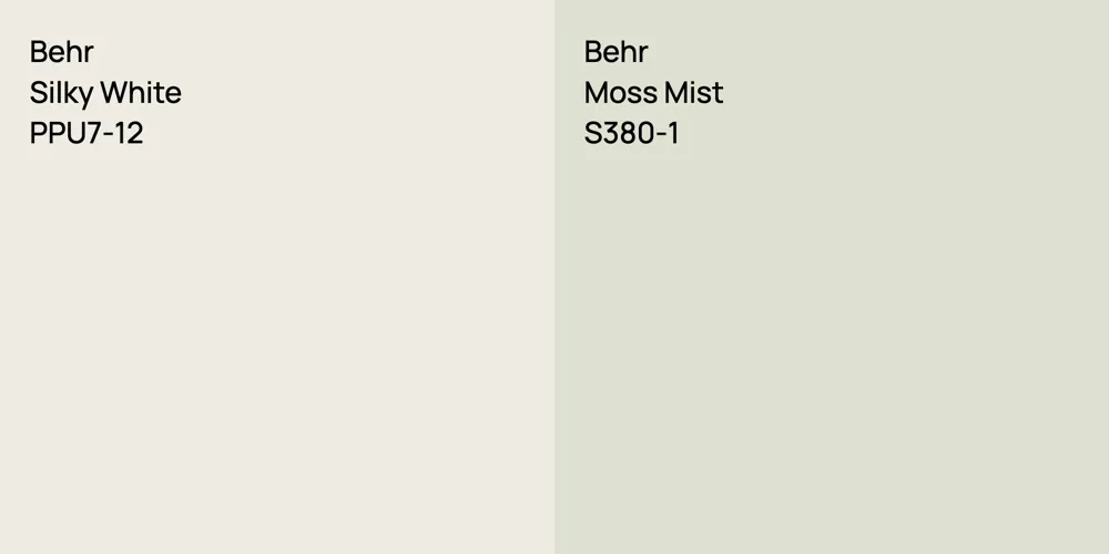 Behr Silky White vs. Behr Moss Mist