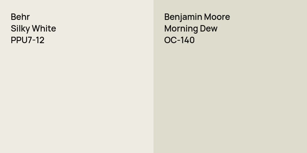 Behr Silky White vs. Benjamin Moore Morning Dew