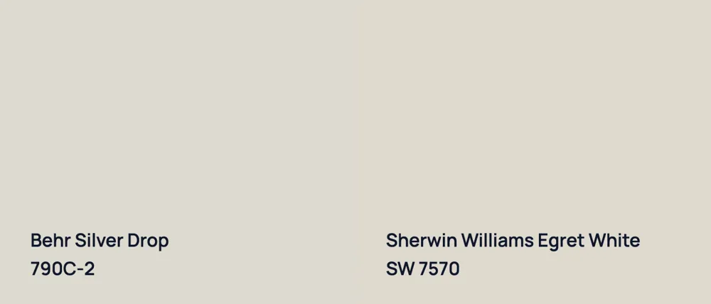 Behr Silver Drop 790C-2 vs Sherwin Williams Egret White SW 7570