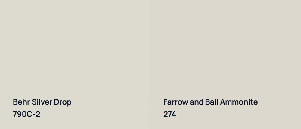Behr Silver Drop 790C-2 vs Farrow and Ball Ammonite 274