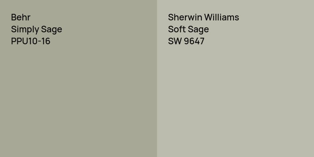 Behr Simply Sage vs. Sherwin Williams Soft Sage