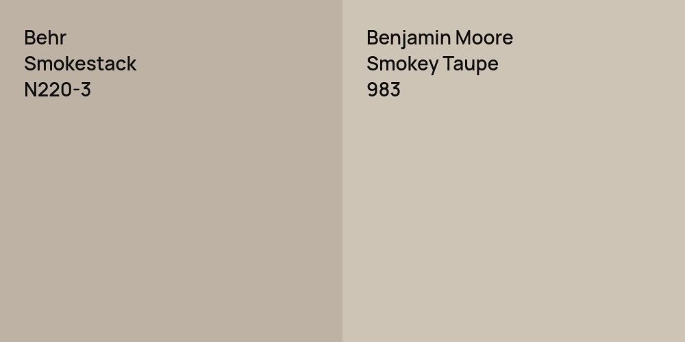 Behr Smokestack vs. Benjamin Moore Smokey Taupe