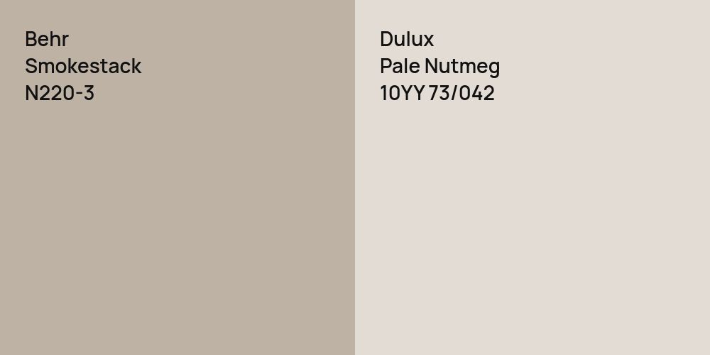 Behr Smokestack vs. Dulux Pale Nutmeg