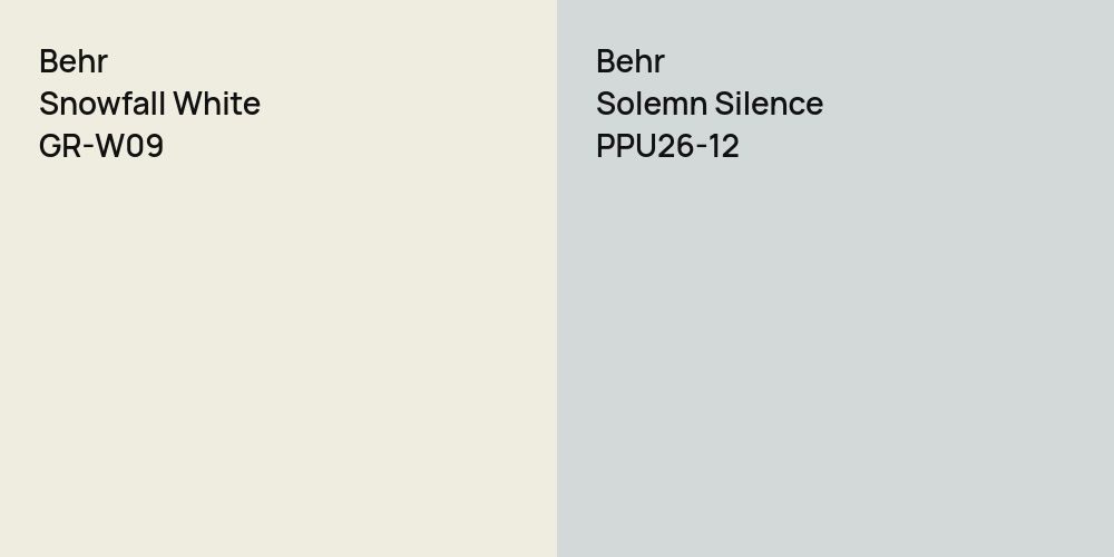 Behr Snowfall White vs. Behr Solemn Silence