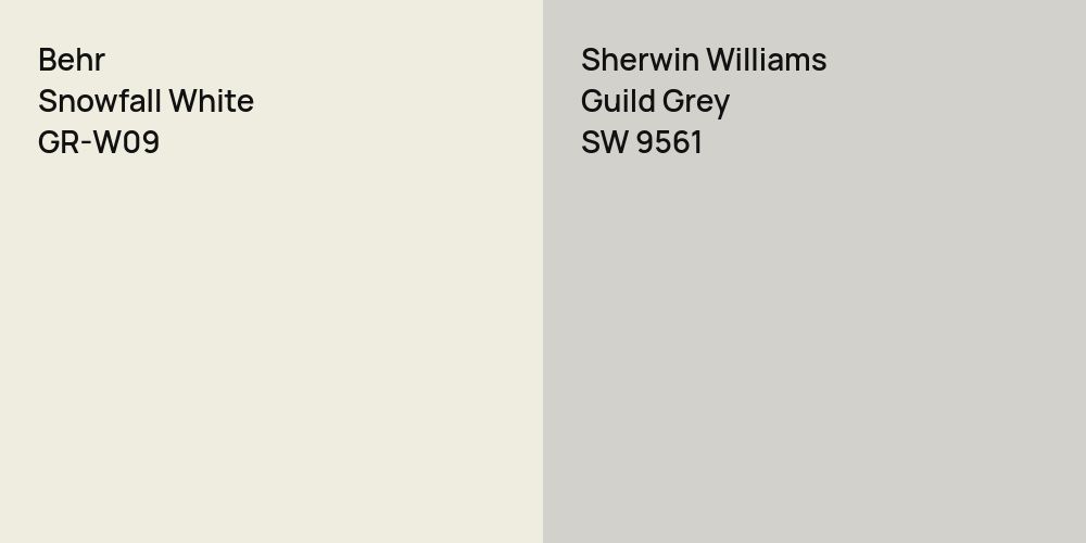 Behr Snowfall White vs. Sherwin Williams Guild Grey