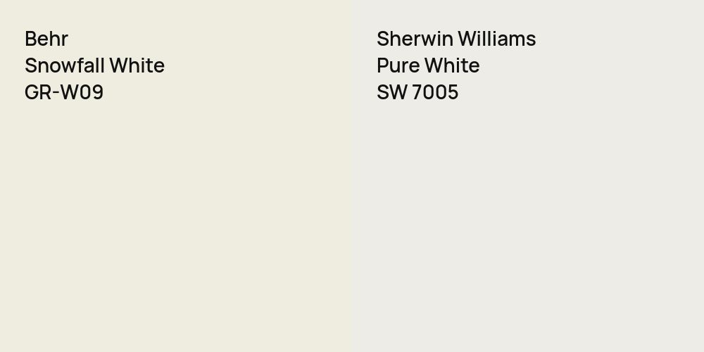 Behr Snowfall White vs. Sherwin Williams Pure White