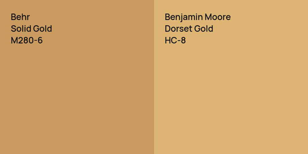 Behr Solid Gold vs. Benjamin Moore Dorset Gold