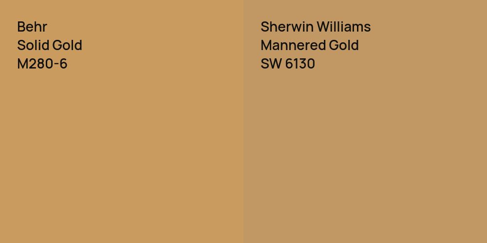 Behr Solid Gold vs. Sherwin Williams Mannered Gold