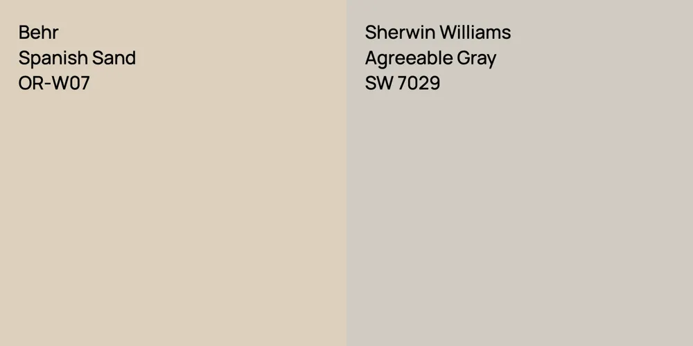 Behr Spanish Sand vs. Sherwin Williams Agreeable Gray