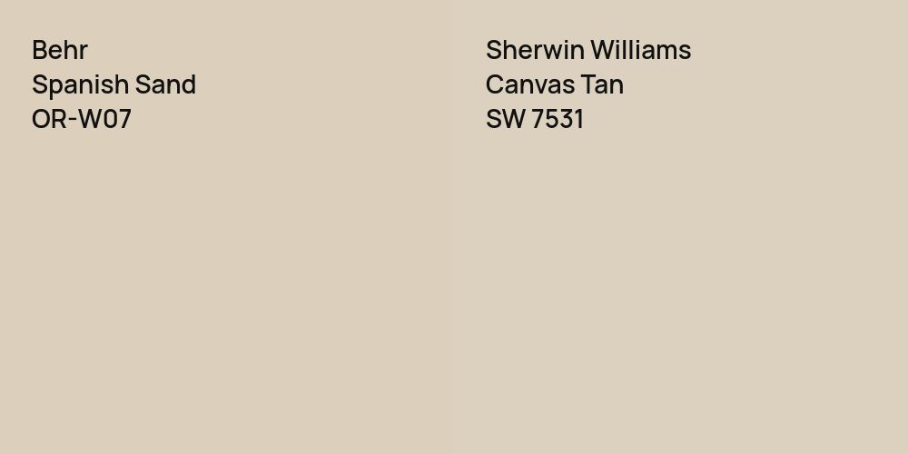 Behr Spanish Sand vs. Sherwin Williams Canvas Tan