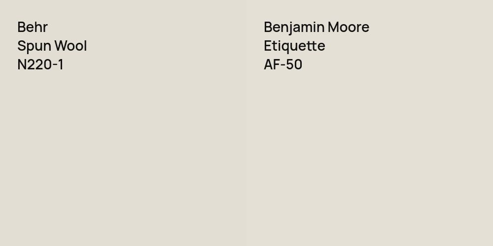 Behr Spun Wool vs. Benjamin Moore Etiquette