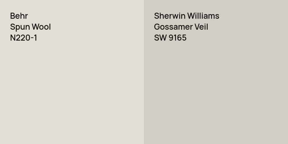 Behr Spun Wool vs. Sherwin Williams Gossamer Veil