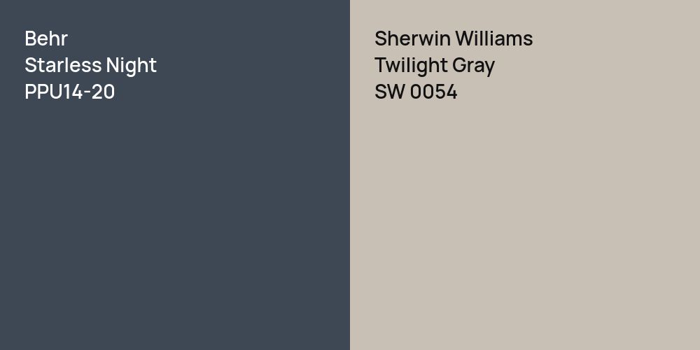 Behr Starless Night vs. Sherwin Williams Twilight Gray