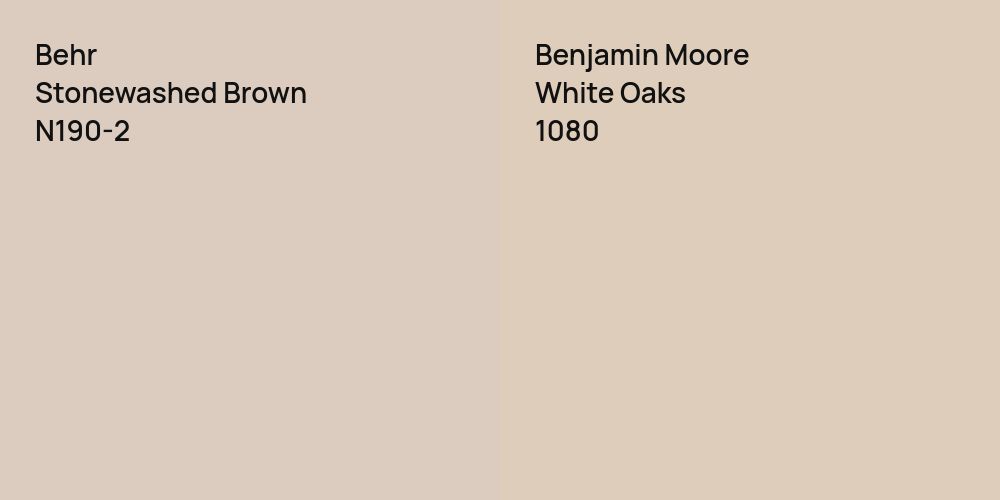 Behr Stonewashed Brown vs. Benjamin Moore White Oaks