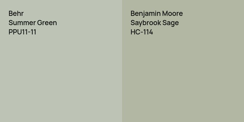 Behr Summer Green vs. Benjamin Moore Saybrook Sage