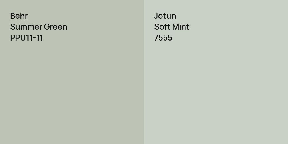 Behr Summer Green vs. Jotun Soft Mint