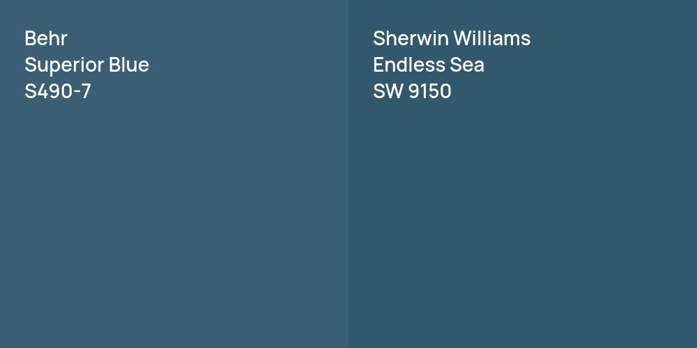 Behr Superior Blue vs. Sherwin Williams Endless Sea