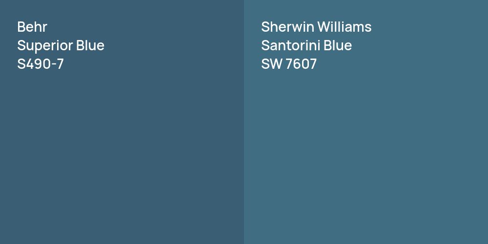 Behr Superior Blue vs. Sherwin Williams Santorini Blue