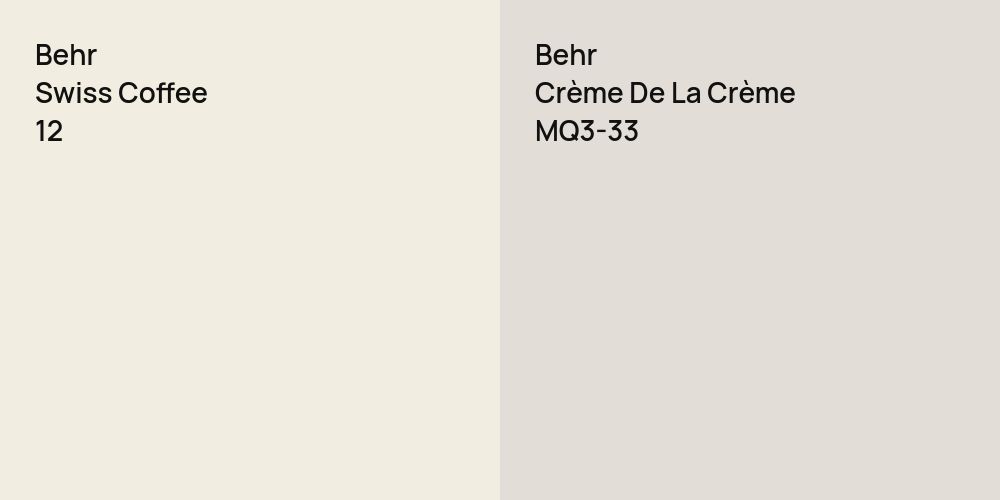 Behr Swiss Coffee vs. Behr Crème De La Crème