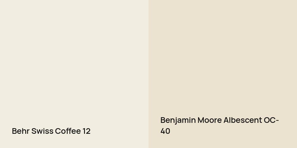 Behr Swiss Coffee vs. Benjamin Moore Albescent