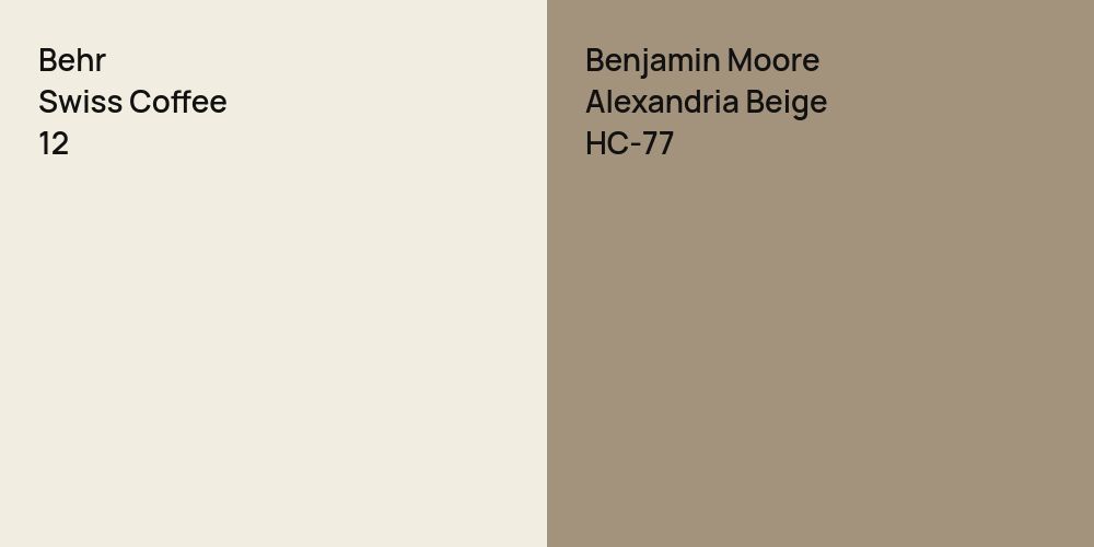 Behr Swiss Coffee vs. Benjamin Moore Alexandria Beige