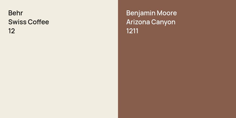 Behr Swiss Coffee vs. Benjamin Moore Arizona Canyon