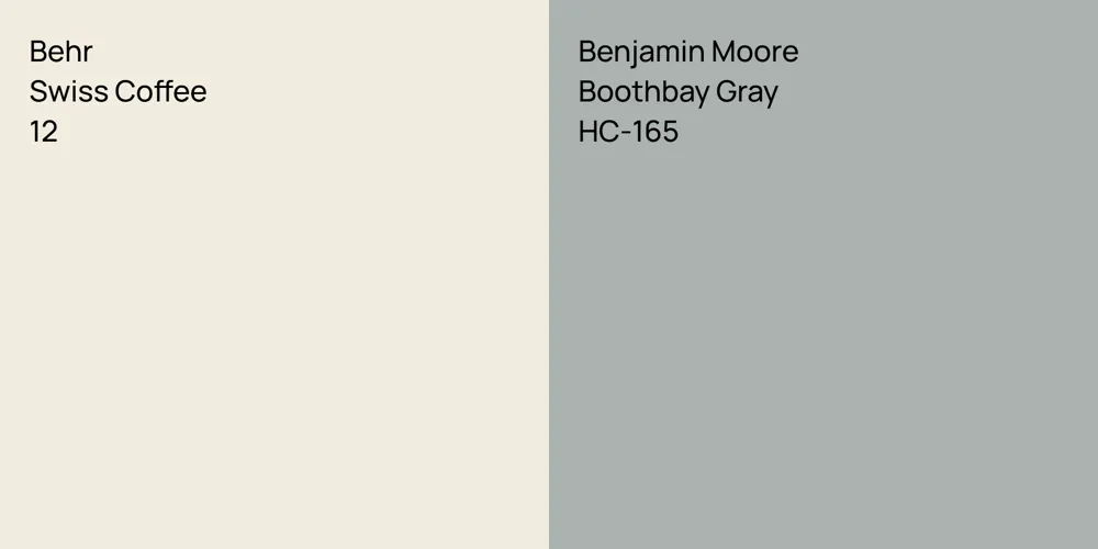 Behr Swiss Coffee vs. Benjamin Moore Boothbay Gray