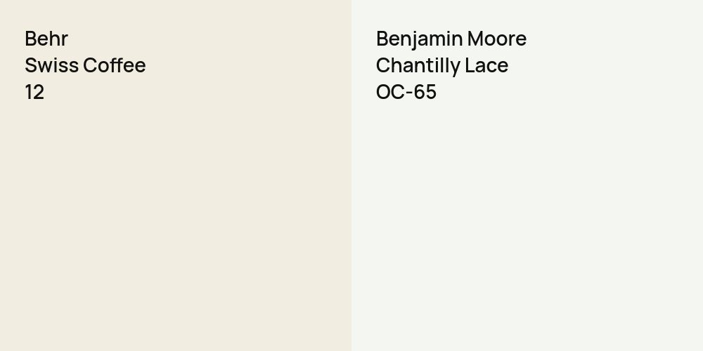 Behr Swiss Coffee vs. Benjamin Moore Chantilly Lace