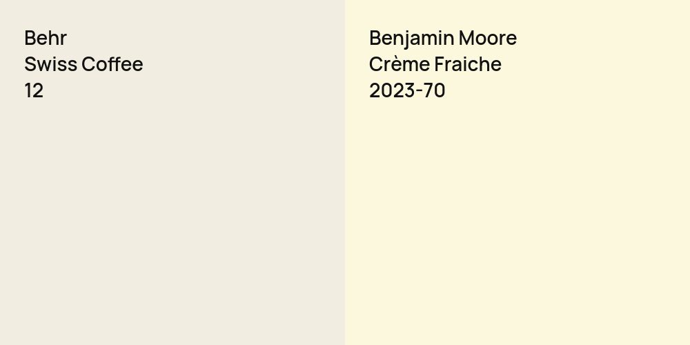 Behr Swiss Coffee vs. Benjamin Moore Crème Fraiche