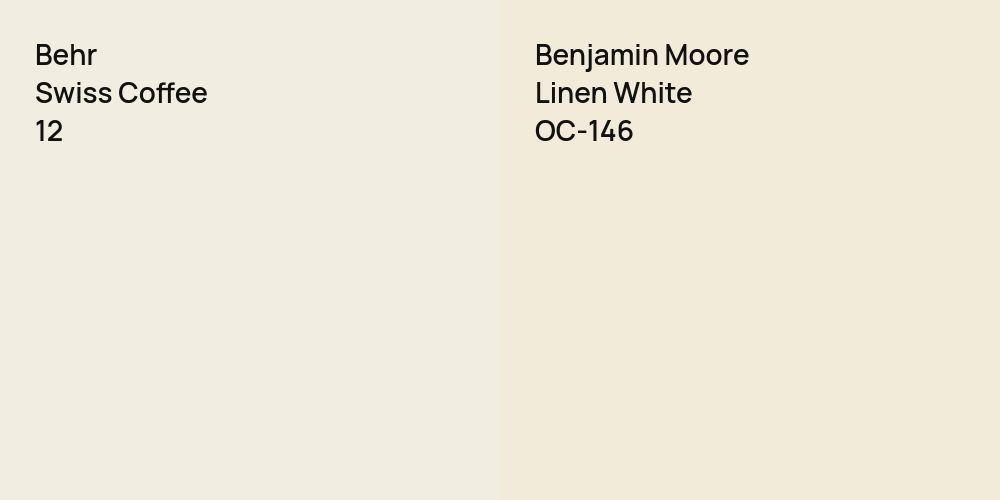 Behr Swiss Coffee vs. Benjamin Moore Linen White