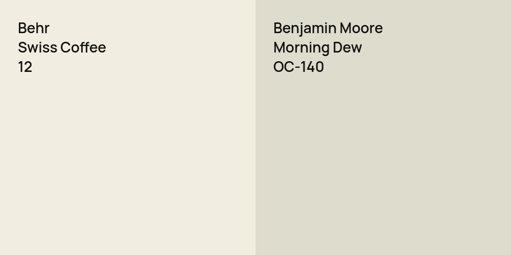 Behr Swiss Coffee vs. Benjamin Moore Morning Dew