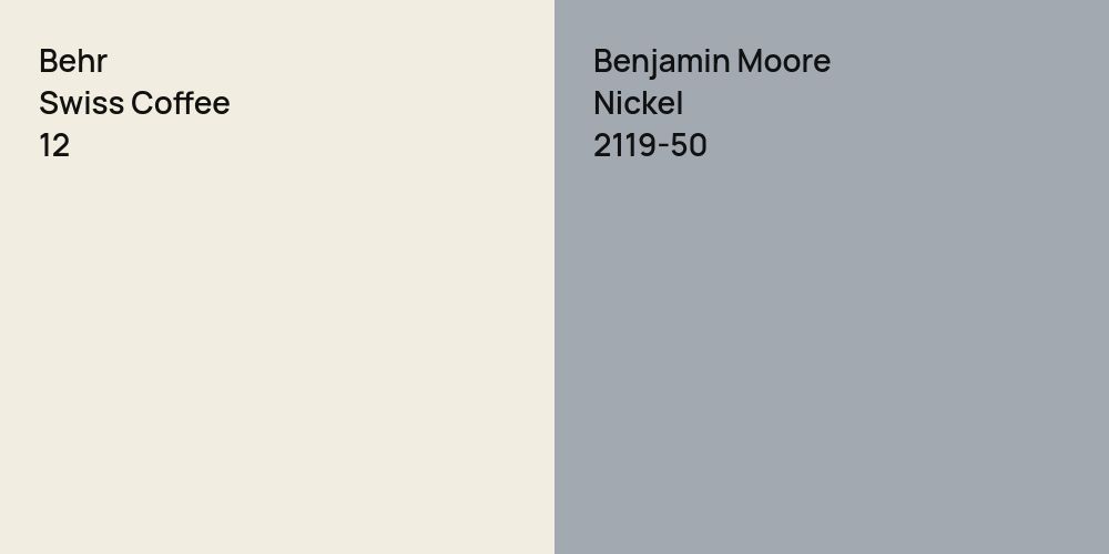 Behr Swiss Coffee vs. Benjamin Moore Nickel