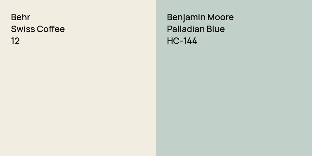 Behr Swiss Coffee vs. Benjamin Moore Palladian Blue